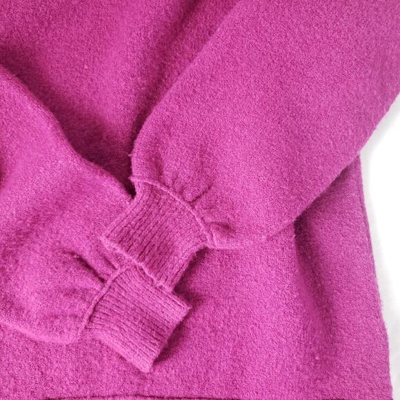 Free People Echo Beach Cowl Neck Sweater Fuchsia Wool Blend Off Shoulder XS - Picture 14 of 14